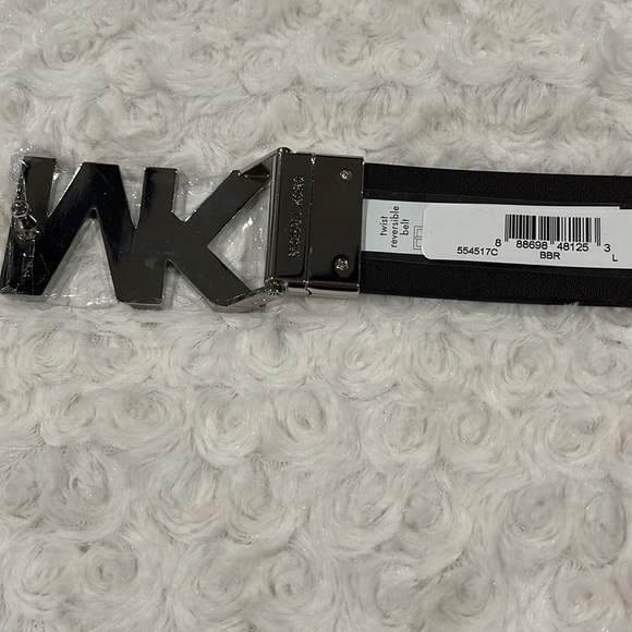 MICHAEL MICHAEL KORS Reversible Silver Logo MK buckle reversed black/brown Large - Picture 4 of 7